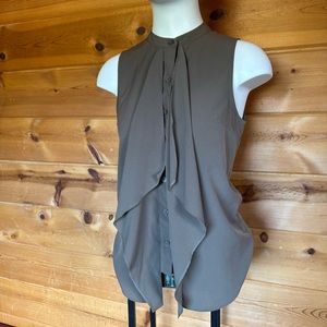 XS banana republic olive sleeveless mock turtleneck ruffle dressy summer top